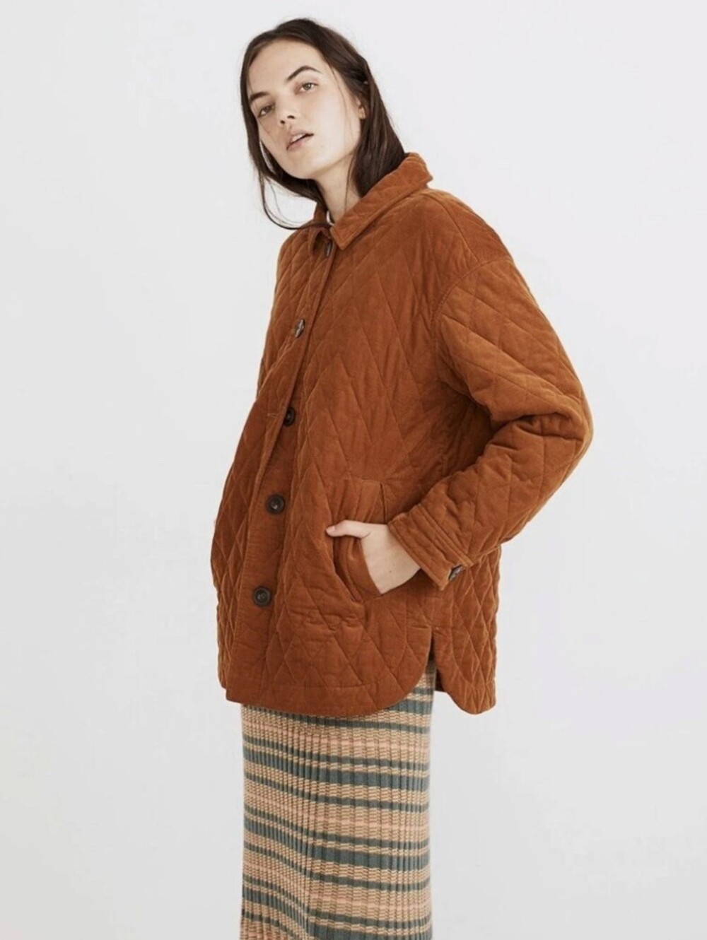 Madewell Rust Oversized Quilted Cotton Corduroy Walton Shirt Jacket - Size - XS